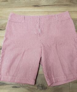 Talbots Petites Red and White Striped Shorts Size 10p